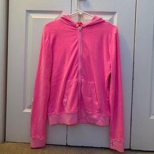 Butter hot pink french terry emoji hoodie